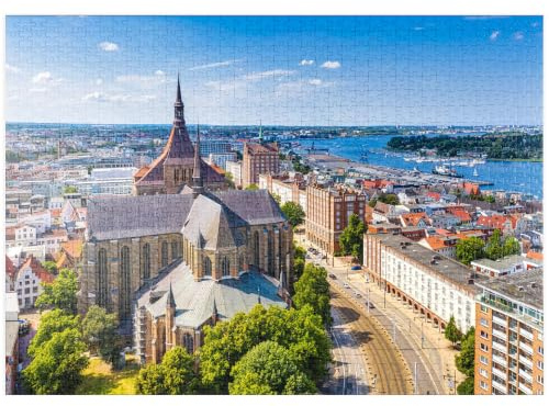 MyPuzzle Rostock an einem sonnigen Sommertag - Premium 1000 Teile Puzzle - MyPuzzle Sonderkollektion von Puzzle Galaxy