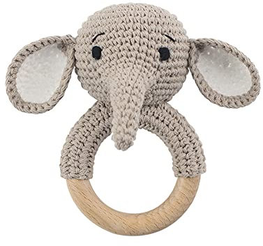LICHENGTAI Baby Rassel Spielzeug Holz Beißring Handmade Rassel Greifling Baby Holz Beissring Greifringe Spielzeug Beißring Geschenk für Neugeborene Babys Mädchen und Jungen