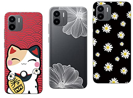 NOVAGO Compatible avec Xiaomi Redmi A1 4G/Redmi A2 4G -Lot de 3 Coques Gel Souple incassable résistant Antichoc Impression Motif Relief