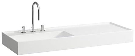 LAUFEN Kartell Waschtisch, unterbaufähig, Ablage rechts, 3 Hahnlöcher, ohne Überlauf, 1200x460mm, H813332A001581, Farbe: Weiß mit LCC Active
