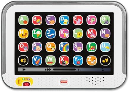Fisher-Price Tablet Ridi e Impara, Giocattolo di apprendimento per bambini Ridere e Imparare Smart Stages con musica e luci per età da 1+ anni, Edizione Francese, HXB67