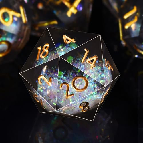 SIQUK 7 Stück Würfel Set Polyedrische Würfel Liquid Core Würfel D4 D6 D8 D10 D12 D20 D% Spielwürfel für DND RPG MTG, Schwarz