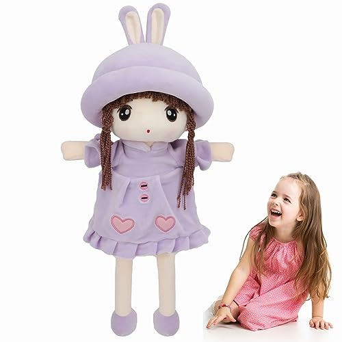 Baby Mädchen Stoffpuppe Weich Prinzessin Plüschpuppe mit Hasenohrenrock & Hut Plüschtier Kuschelpuppe Gefüllte Puppen Spielzeug für Kinder Taufgeschenk Weihnachten Geburtstagsgeschenk Andenken, 50CM