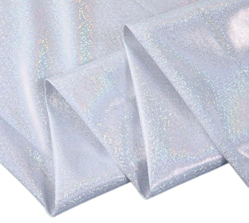 Whakano Glänzender Glitzer Modestoff Heißprägen Glanz Dekostoff Meterware,universal Stoff zum Nähen Dekorieren für Vorhänge Gardinen Bühne Kostüm Kleid Bekleidung,Weiß,100cm x 150cm