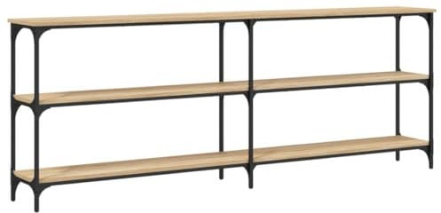 vidaXL Table Console, Table d'Appoint avec Pieds, Bout de Canapé avec Rangement, Meuble d'Entrée Salon, Industriel, Chêne Sonoma Bois d'Ingénierie