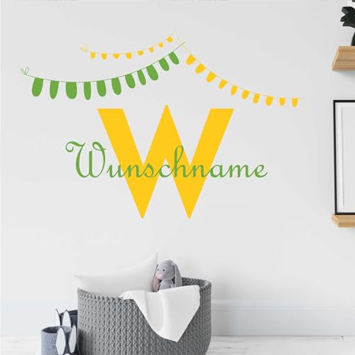 KIWISTAR - Wandtattoo - Girlande - personalisiert mit Wunschname - Namensaufkleber individuell selber gestalten - Wandsticker mit Name - Wandsticker für Kinderzimmer Babyzimmer Spielzimmer