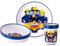 Zawadi Global Fireman Sam - Juego de vajilla bicolor para niños, 3 piezas, plato, cuenco y vaso, sin BPA