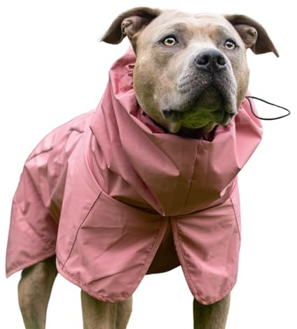 Spark Paws Hunderegenmantel, wasserdichte Winddichte Regenjacke, für kleine, mittlere, große und extra große Hunde, reflektierend, atmungsaktiv, mit vollständigem Körperschutz - Sea Pink, 3XL