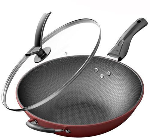 SHAWLA Olla de hierro fundido, cazuela Wok sin recubrimiento y antiadherente, olla de cocina, sartén de hierro fundido, utensilios de cocina, sartén Wok, sartén