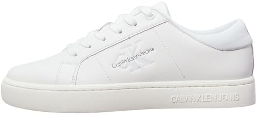 Calvin Klein Damen Cupsole Sneaker Classic Low Laceup Schuhe, Bright White/Plein Air (Weiß), 39