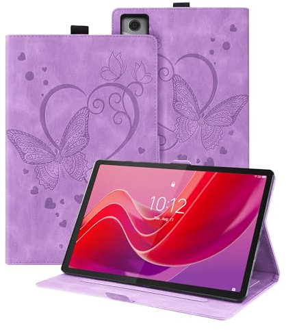 Auslbin Tab Funda Compatible con Lenovo Tab M11 11 2024, Cuero PU con Relieve de Mariposa con función de Soporte, para Tab M11 TB-330FU /331FC, Púrpura