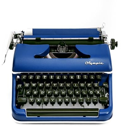 Generisch Vintage Schreibmaschine blau - voll funktionsfähige mechanische Schreibmaschine mit neuem Farbband