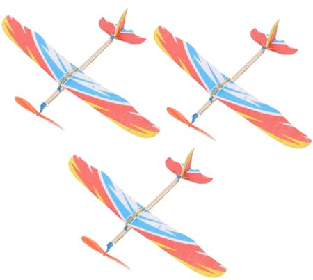 Operitacx 3pcs Rubber Band Powered Aircraft Model Kit, Educational Airplane Toy, Airplane Toys for Boy Girl Toddlers Lightweight and Portable Glider for Fun and Learning (Random Pattern)