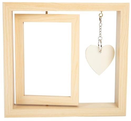 OUNONA Fotorahmen Drehen Paar Bilderrahmen Schwimmender Fotorahmen Opa Rahmen Drehbarer Präsentationsständer Umlaufend Tischständer Holz Rotieren Einfach Einrichtung