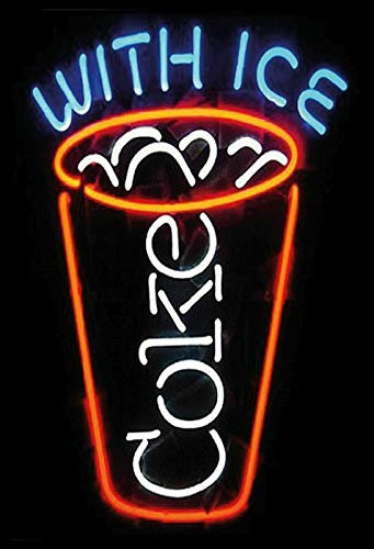 DekoDrom® Holz Schild 20x30 cm Withe Ice Coke Cola Mit Eis Trinken Tafel Beleuchtung Wand Deko Bar Kneipe Cafe Sammler Geschenk