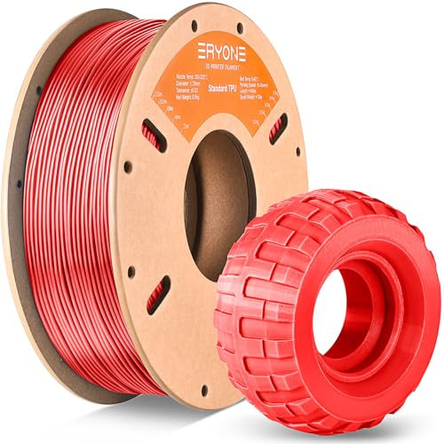 ERYONE TPU Filament 1.75mm, 3D Drucker Filament,Flexible TPU Filament, TPU 95A, Maßgenauigkeit +/- 0,03 mm, 0.5kg 1 Spule, Rot