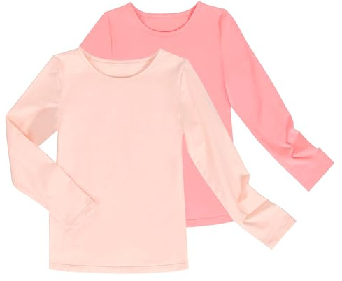 Sunny Fashion 2 Packs Girls Top Tee Shirt Long Sleeve Gray Pink School Uniform Age 4-10 Years