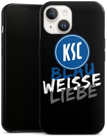 Slim Case extra dünn kompatibel mit Apple iPhone 14 Silikon Handyhülle schwarz Hülle KSC Karlsruher SC Offizielles Lizenzprodukt