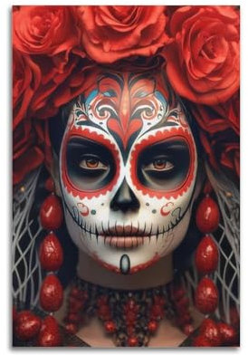 KIUYGPPJ Poster mit Tag der Toten Mädchen, dekoratives Gemälde, Leinwand, Wandposter und Kunstdruck, moderne Familienschlafzimmer-Dekoration, Poster, 20 x 30 cm