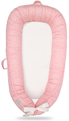 EAQ Babynestchen für Mädchen, weich, atmungsaktiv, 100 % Baumwolle, Nickerchen oder Reisen für 0–12 Monate, Reise- und Baby-unverzichtbares Geschenk für Neugeborene, Rosa