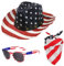 Lpitoy Vintage-Cowboy-Hut, Bandana-Sonnenbrillen-Set, Amerikanische Flagge, Cowgirl-Hut, Party-Sonnenbrille Für Kostümzubehör