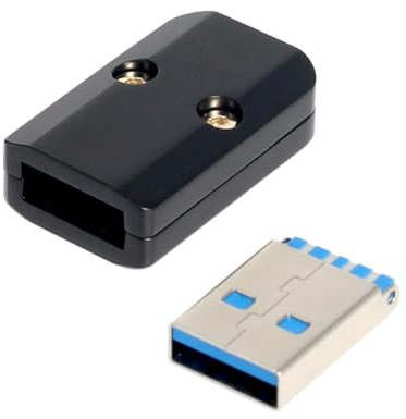 Connettore CY USB 3.0 Tipo-A Maschio con Attacco a Saldare con Guscio in Lega di Alluminio Nero Personalizzazione per Cavo da 6.0mm