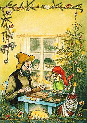 Postkarte Pettersson und Findus: Pettersson bäckt Weihnachtsgebäck