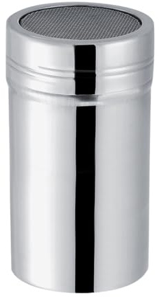 WPKD BLUEIY Puderzuckerstreuer,Kakaostreuer,Kakaopulver Shaker, Edelstahl Schokolade Puderzucker Shaker mit feinem Sieb und Deckel für Haus Küche Coffee Shop(6,8x12,7cm)