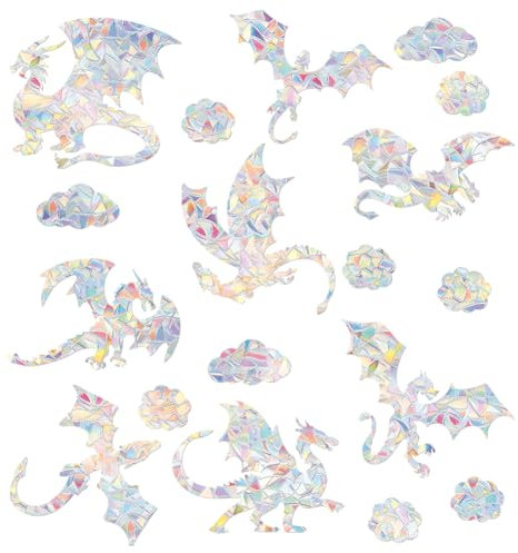 SUPERDANT Leuchtende Drachen Fensteraufkleber Wolken Fensteraufkleber Drachen Fensterbilder Bodenaufkleber Selbsthaftende Aufkleber Funkelnde Fensterabziehbilder Anti Kollisionsaufkleber