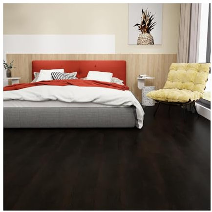 𝗙𝗟𝗢𝗥𝗘𝗫𝗣 Vinyl Flooring - Lino Flooring with Dark Poplar Wood Effect,Peel & Stick Floor Tiles Self Adhesive Flooring,15 X 90cm 2.0mm 7pcs Waterproof for Kitchen Living Room (1m²,Dark Poplar)