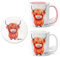 Ugaarsan Tasse en céramique personnalisée 325 ml Motif vache Highland Impression recto verso avec dessous de verre assorti Cadeau pour les amateurs de vaches, la famille et les amis