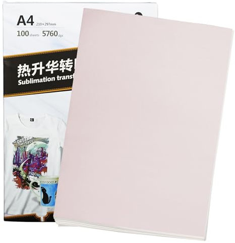 Sublimationspapier, A4, 210 x 297 mm, 125 g/m², schnell trocknend, wischfest, für Tintenstrahldrucker mit Sublimationstinte (100 Blatt)