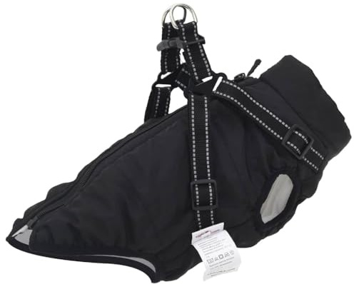 vidaXL Hundemantel mit Geschirr Wasserdicht Reflektierend Schwarz L36