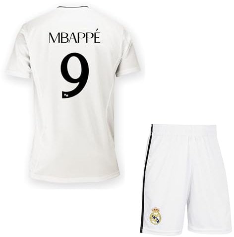 REAL MADRID Ensemble Football Maillot Short Real Kylian Mbappé - Collection Officielle 6 Ans