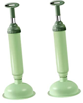 Alipis Toilet Plungers with Strong Suction Cups, 2pcs Bathroom Cleaning Tools for Sink and Toilet Drain Unblocking, Green Plastic Vacuum Suction Sticks for Household Plumbing Maintenance