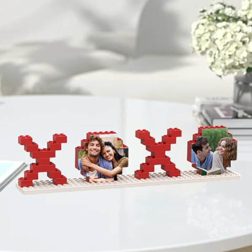 Individuelles Foto-Baustein-Puzzle, personalisierte XOXO-Bildbaustein-Puzzles, Valentinstagsgeschenke Dekoration, Muttertag, Vatertag, Geburtstag für Sie, Ihn, Mama, Paare (A)