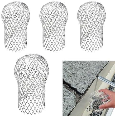 4 PCS Gutter Guard, Gutter Downspout Guard, Keeps Gutter Downpipes Expandable Filter Strainer Leaf Strainer Gutter Screen from Leaves Moss Muck Mud Balls and Other Debris
