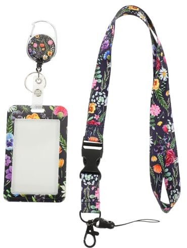 Operitacx 5 Porta Tarjetas De Identificación Con Cordón Porta Tarjetas De Acceso Porta Credencial Porta Tarjetas Llavero Floral Para Mujer Bonito Cordón Porta Tarjetas De