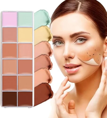 Correttore correttore, palette trucco correttore contorno viso in crema, 12 colori, sfumabile, per ragazze