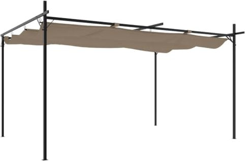 Pergola con tetto apribile, tortora, 395 x 292 x 230 cm, moderna cornice per gazebo per giardino e terrazza, resistente alle intemperie e durevole, ideale per rilassarsi all'aria aperta