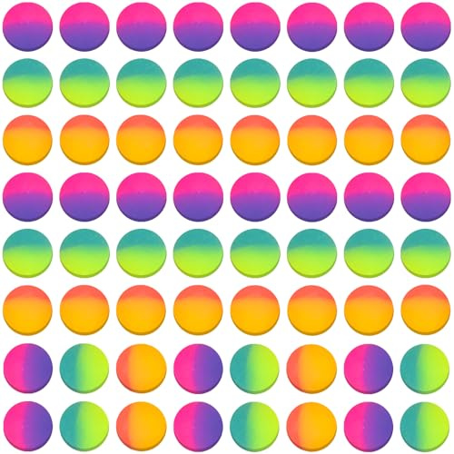 64 Stück Doppelfarbige Gummibälle, große langlebige Bälle, Gummibälle, kleine Hüpfbälle, Geschenk für Männer und Mädchen, 2,5 cm (über 15 Jahre)