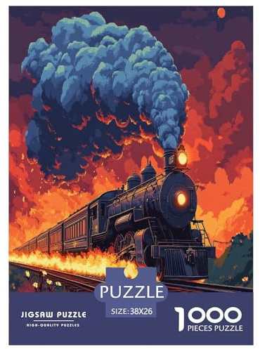 Dampfzug Puzzle 1000-teilige Schwer Puzzle Spielzeug Lernspiel Impossible Herausforderungsspielzeug Für Erwachsene Kinder 38x26cm/1000pcs