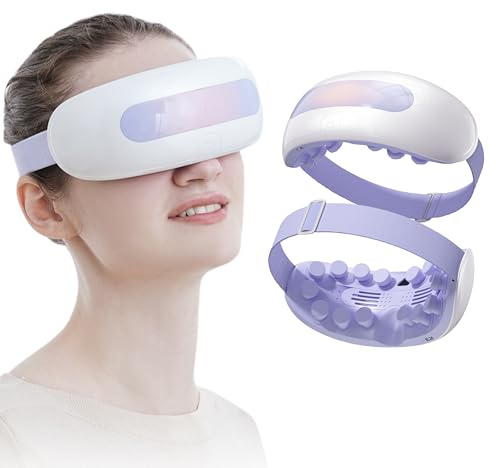 Elitzia Beheiztes Augenmassagegerät mit Dampfvibration und Musik Augenmassagemaske 2 Temperaturstufen und 4 Massagemodi für trockene Augen, Müdigkeit, Migräne-Linderung ETE9