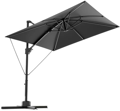 Devoko Parasol Déporté Carré, Canopée Monocouche Parasol de Jardin Extérieur en Aluminium Inclinable Toile Protection UV50+ avec Housse de Protection pour Balcon Patio Terrasse