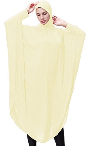 Dreamskull Damen Frauen Hijab Muslime Abaya Dubai Kleider Muslimische Islamische Kleidung Arab Arabisch Indien Türkisch Casual Abendkleid Kaftan A Linie Dress Mit Kopftuch Mehr Farben (M, Beige)