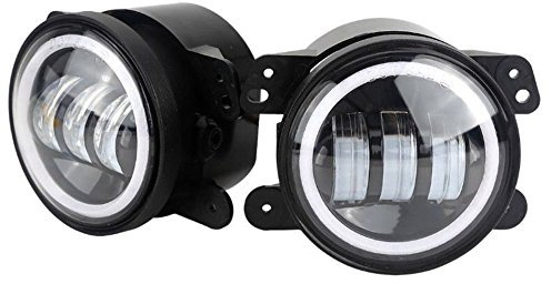 Lzcat 4 zoll 60W 6000LM LED Nebelscheinwerfer Lampen 2 stücke Kit mit Halo Weiß DRL + Bernstein Blinker Schwarz