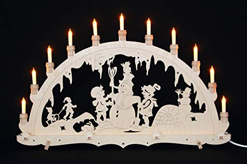 ERM Holzmanufaktur Schwibbogen Erzgebirge Lichterbogen Schneemann Weihnachten Advent Dekoration