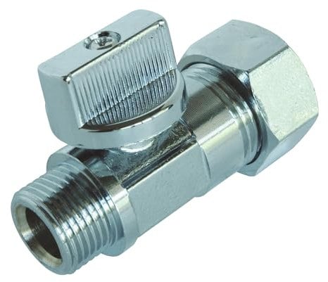 SOMATHERM FOR YOU, Vanne d'arrêt M3/8 avec écrou bicône pour tube Ø14mm, poignée 1/4 de tour, corps en laiton chromé, idéale pour eau chaude et froide, robuste et esthétique
