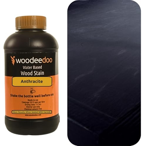 WooDeeDoo Water Based Wood Stain | Wood Dye | Ready to Use | Environmentally Friendly | Solvent Free | Odour Free | 450 ml | Anthracite