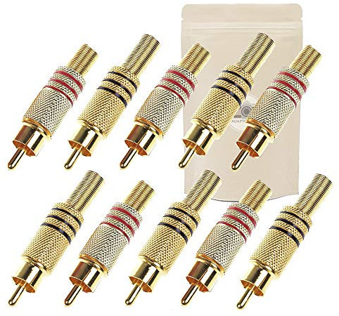 X10 Prise RCA Male Plaqué Or à Souder Rouge et Noire Stéréo Fiche Connecteur Soudure - ADAPTOUT Marque FRANÇAISE